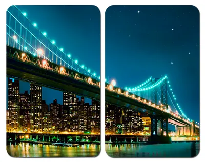 Immagine prodotto di WENKO Set di 2 piatti di copertura in vetro Coprifuoco Ponte di Brooklyn New Yorker
