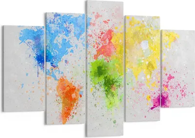 Produktbild von Bild auf Leinwand - Leinwandbild - Karte Welt modern - 150x100cm - Wand Bild - Wanddeko - Leinwanddruck - Bilder - Kunstdruck - Wanddekoration - Leinwand bilder - Wandkunst - EA150x100-3559