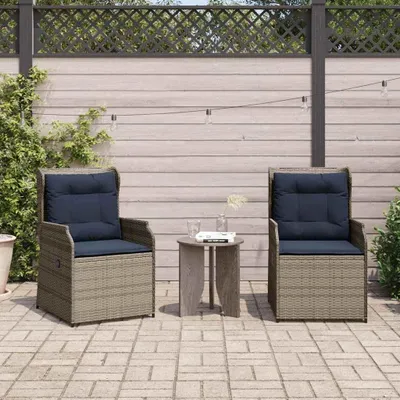 Image de Banc de jardin exclusif - Lot de 2, couleur gris, en résine tressée (type rotin)