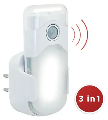 Produktbild von LED Nachtlicht mit automatischer Notbeleuchtung, Anti-Blackout, praktische Taschenlampenfunktion, mit Bewegungsmelder und PIR-Sensor, vertikale Buchse