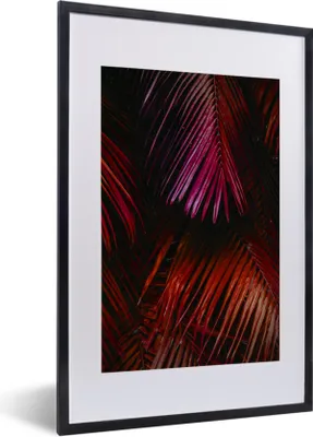 Produktbild von MuchoWow® Gerahmtes Poster Dschungel - Rot - Blätter 40x60 cm - Poster mit Schwarzem Bilderrahmen Wandposter Rahmen Foto Bilder - Poster in Rahmen
