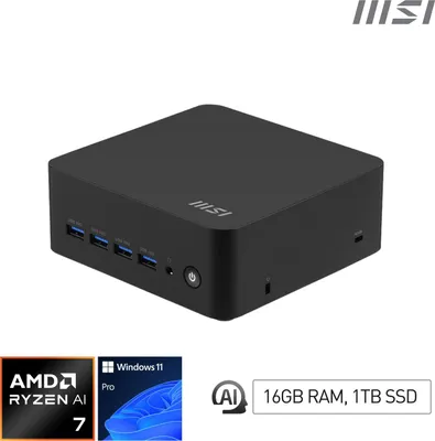 Zdjęcie produktu dla MSI Cubi Z AI 8M-012EU, 3,8 GHz, AMD Ryzen™ 7, 8845HS, 16 GB, 1 TB, Windows 11 Pro