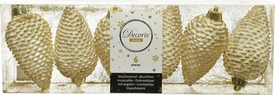 Produktbild von Christbaumschmuck Zapfen Kunststoff 8cm wollweiß, 6 Stück