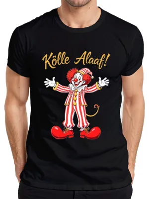 Produktbild von Kölle Alaaf Karneval Clown Köln Fasching rot weiß gestreift Herren T-Shirt, Schwarz, XL