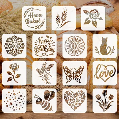15 Brotstencils 15x15 cm – Mehlschablonen für kreative Dekoration