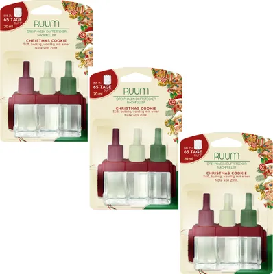Produktbild von Ruum Nachfüllflakons für 3-Phasen Duftstecker Lufterfrischer (3er Pack) 20ml Christmas Cookie