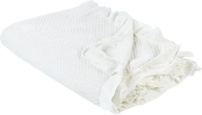Produktbild von BELIANI Tagesdecke Cremeweiß aus Baumwolle 220 x 200 cm mit Rüschen Modern Elegant für Bett Sofa Schlafzimmer Wohnzimmer