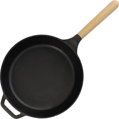 Produktbild von Gusseisen Pfanne 22 cm Schmorpfanne Bratpfanne mit Griff abschraubbar Höhe 4 cm Gußeisenpfanne Gusseisenpfanne alle Herdarten Induktion