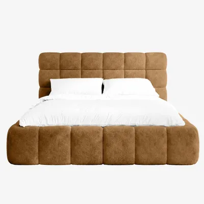 Produktbild von MNUUO Polsterbett CHOCCO mit Bettkasten Ocker 140 x 200 cm Hebbarer Holz-Lattenrost