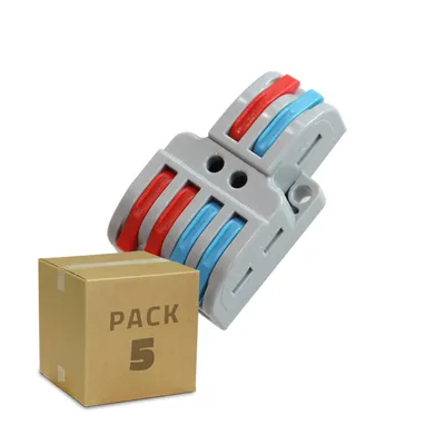 Produktbild von 5 Pack Schnellverbinder 2 Eingänge und 4 Ausgänge SPL-42 für Elektrokabel von 0,08–4 mm² Grau