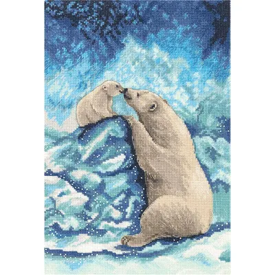 Zdjęcie produktu dla Zestaw do haftu krzyżykowego Panna „Niedźwiedzie polarne” 18 x 27 cm, schemat haftu