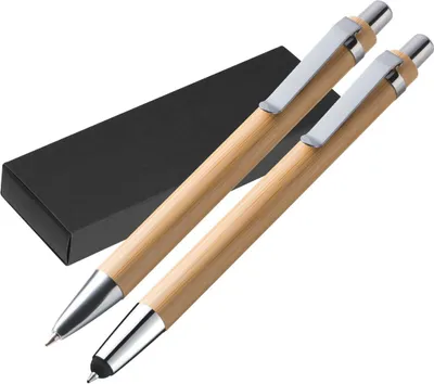 Produktbild von Holz Kugelschreiber Set aus Bambus / Kugelschreiber + Touchpenkugelschreiber
