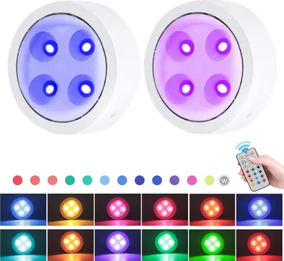 Immagine prodotto di 2X Led cabinet illuminazione sottopensile cucina senza cavo batteria sottopensile illuminazione RGB spot luce notturna cabinet luce a batteria, bianco