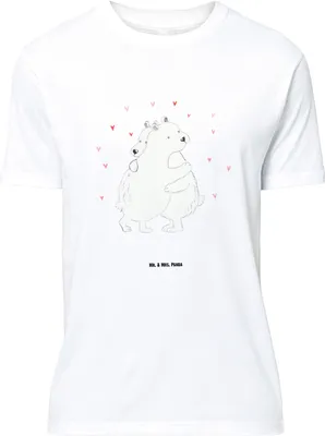 Produktbild von Mr. & Mrs. Panda Größe XL T-Shirt Eisbär Umarmen - Weiß - Geschenk, mit Spruch, Shirt, Tshirt, Lustige Sprüche