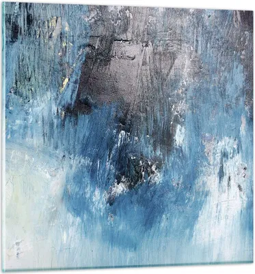 Produktbild von Bilder auf glas - Einteilig - Abstraktion Blau Schwarz - 50x50cm - Glasbilder - Wandbilder - Bilder - zum Aufhängen bereit - Wanddekoration aus Glas - Glas Bilder - Wandbild auf Glas - GAC50x50-4155