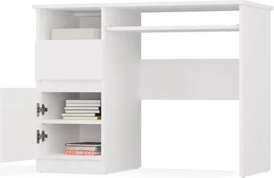 Immagine prodotto di BDW, scrivania con cassetto, armadio, 98,5×51×75,5 cm, Porto, lato sinistro bianco