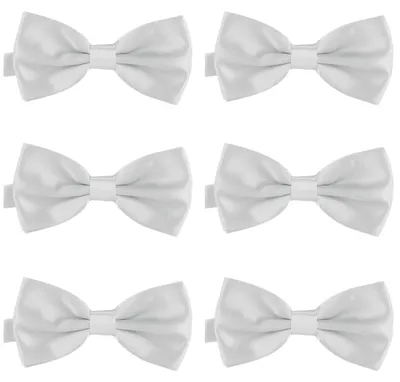 Produktbild von 6er Set DonDon Herren Fliege 12 x 6 cm gebunden und längenverstellbar hellgrau