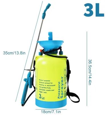 Produktbild von Gartendrucksprüher - Manueller 3 l Rückensprüher - Pumpsprüher zur Bewässerung - Mit Schultergurt - Verstellbare Düse - PP-Kunststoff