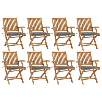 Produktbild von Klappbare Gartenstühle mit Kissen 8 Stk. Massivholz Teak