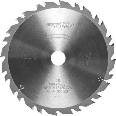 Produktbild von Mafell Sägeblatt KSB-WU160 GT, HW, 160 x 1,8 x 20mm, Z28-4, 3WZ/FZ | 092602