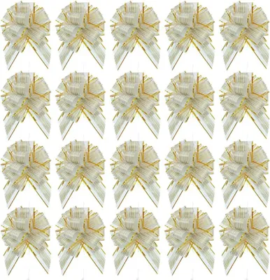 Produktbild von 20 Stück Schleifen Hochzeit Deko, Handgemacht Vintage Antennenschleifen Autoschleifen Set Autoschmuck Verschönert Rückspiegel Türgriff Dekoration für Auto Hochzeit Deko Tischdeko Zimmerdeko,Weiß