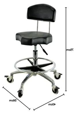 Produktbild von Ergonomischer Rollhocker mit Lehne und Fußring - Höhenverstellbar von 55-75 cm - Arbeitshocker