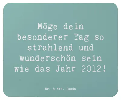 Produktbild von Mr. & Mrs. Panda Mauspad Spruch 2012 Geburtstag - Meeresbrise - Geschenk, Erinnerungen, Geburtstagsgeschenk, mousematte, laptop, Alter, Mouse Pad, Geburtstagsfeier, Jahr