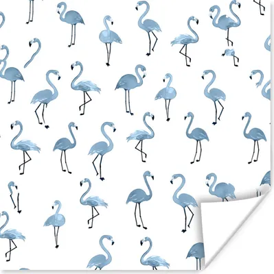 Produktbild von MuchoWow® Poster Flamingo - Blau - Muster 100x100 cm - Babyzimmer
