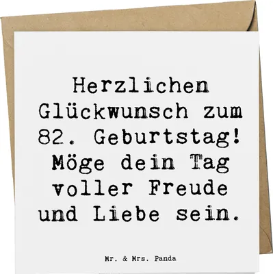 Produktbild von Mr. & Mrs. Panda Grußkarte Spruch 82. Geburtstag - Weiß - Geschenk, Geburtstagsgeschenk, Freude und Liebe, Zuneigung, anlasskarte, faltkarte, 82 Jahre, Klappkarte
