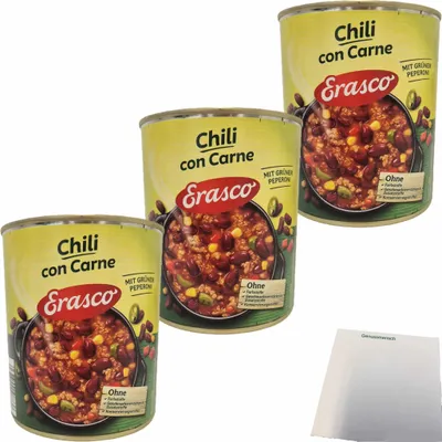 Produktbild von Erasco Chili con Carne 3er Pack (3x800g Dose) + usy Block