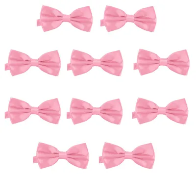 Produktbild von 10er Set DonDon Herren Fliege 12 x 6 cm gebunden und längenverstellbar rosa