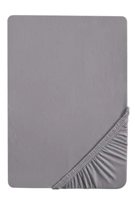 Produktbild von biberna Spannbettlaken 90x200cm (90x190cm bis 100x200cm), Spannbetttuch Stretch Jersey, silber grau