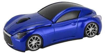 Image de Souris sans fil en forme de voiture de sport, capteur optique 1 600 DPI, récepteur USB 2,4 GHz, pour PC et iOS, couleur bleue