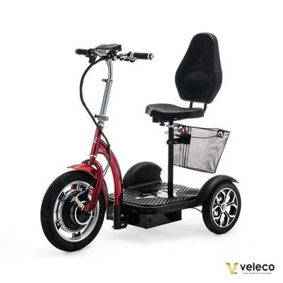 Obrázok produktu pre Veleco ZT16 - Elektrický skúter - 750W - 12km/h - Odnímateľný nákupný košík - Sklopný stĺpik riadenia - Kolobežka (červená)