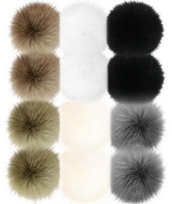 Immagine prodotto di 12 pompon in peluche per cappelli - Vari colori e passante elastico
