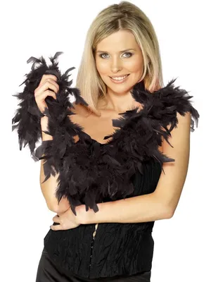 Produktbild von 20er Jahre Federboa Boa schwarz Mafia Federschal 140cm