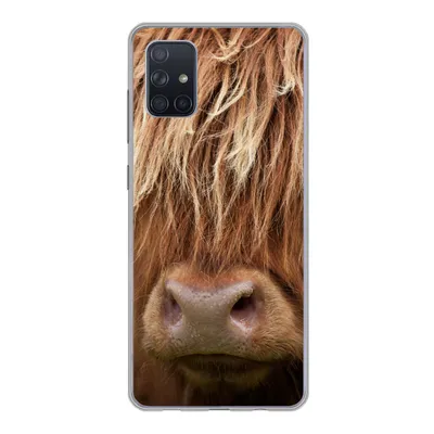 Produktbild von MuchoWow® Handyhülle Schutzhülle Hülle für Samsung Galaxy A71 Schottischer Highlander - Nase - Haare Silikon Softcase Handy Hülle - Kartenbesitzer