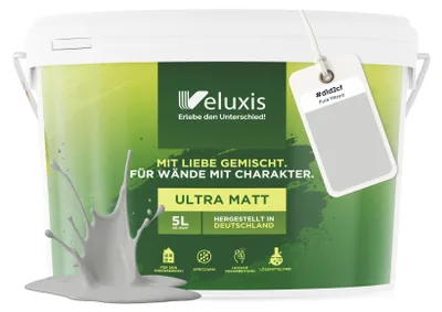 Produktbild von Wandfarbe Hellgrau Grün Grau Matt Innenfarbe – Deckkraft Klasse 1, VOC-frei, Ohne Grundierung, Tropfarm – Wohnzimmer & Schlafzimmer – 2,5L – Veluxis (Pure Pitaya)