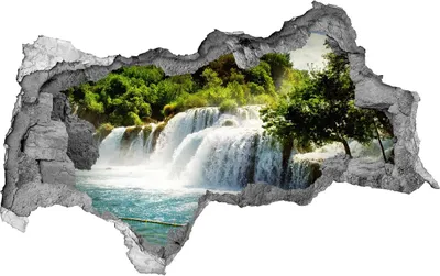 Produktbild von Selbstklebender Loch-3D-Aufkleber 95x73 cm Wasserfall Krka