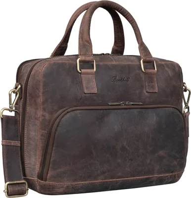 Produktbild von Benthill Aktentasche Leder - Schultertasche / Umhängetasche - Leder-Tasche Lehrertasche / Studententasche - Herren Arbeitstasche aus Büffelleder