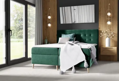 Produktbild von Boxspringbett Schlafzimmerbett GABIN 160x200cm Stoff Fresh Grün