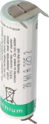 Produktbild von Saft LS14500 AA Ltihium Batterie 3,6 Volt mit Printanschluss, LS14500 LiSOCl2 2600mAh 1er Print - / 2er Print +