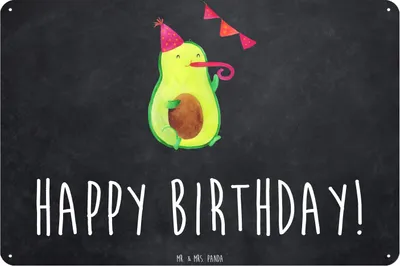 Produktbild von Mr. & Mrs. Panda tafel Avocado Geburtstag DIN A3 - Kreidetafel - Geschenk, Retro Blechschild, Blechtafel, Frucht, Türschild, wandtafel, Alles Gute, Happy Birthday, Party