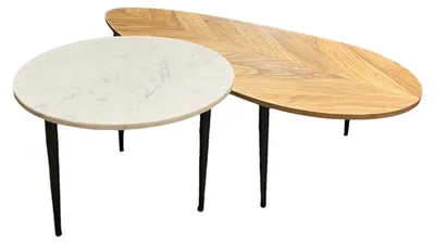 Obrázek produktu pro Konferenční stolek z mramoru a dřeva, designový stolek, moderní obývací pokoj – KOUPIT NYNÍ