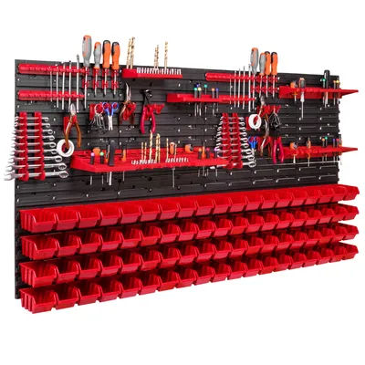 Obrázek produktu pro 76 Stohovací boxy Nástěnné regály na nářadí Dílenské regály na nářadí Nástěnné regály na nářadí 156x78cm Skladovací systém na nářadí Hromadné regály Vizuální úložné boxy Extra silné nástěnné panely Regály Rozšiřitelné dílenské regály na nářadí Re