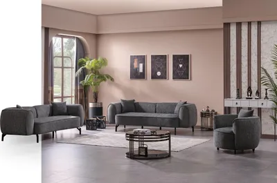 Produktbild von Sitzgruppe/Sofa Set - Wohnzimmergarnitur "Malve" 3+3+1-Anthrazit
