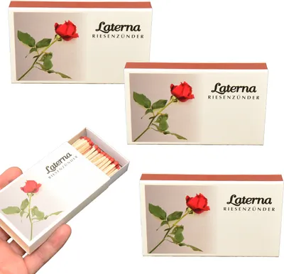 Produktbild von jameitop® 4 Schachteln Riesen Zündhölzer Rosen Sicherheitszündhölzer 180 Streichhölzer, 95mm