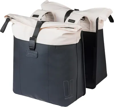 Productafbeelding van Dubbele fietstas 28-35 liter - Waterdicht - Wit-zwart