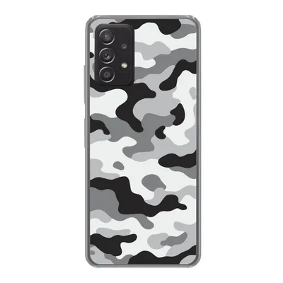 Produktbild von MuchoWow® Handyhülle Schutzhülle Hülle für Samsung Galaxy A33 5G Schwarz-weißes Camouflage-Muster Silikon Softcase Handy Hülle - Kartenhalter
