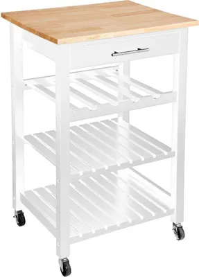 Image de Chariot de cuisine en bois, étagère pratique pour les roues de service